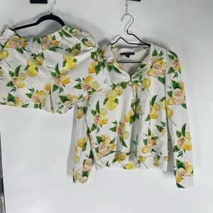 Boston Proper Lemon Floral Sweatshirt and Shorts  Set